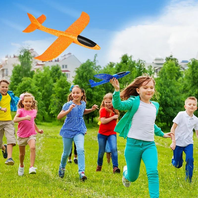 Rubber Band Launch Foam Airplanes 13.5" Throwing Plane Glider Outdoor Catapult Slingshot Plane Toy Flying Gifts for Kids