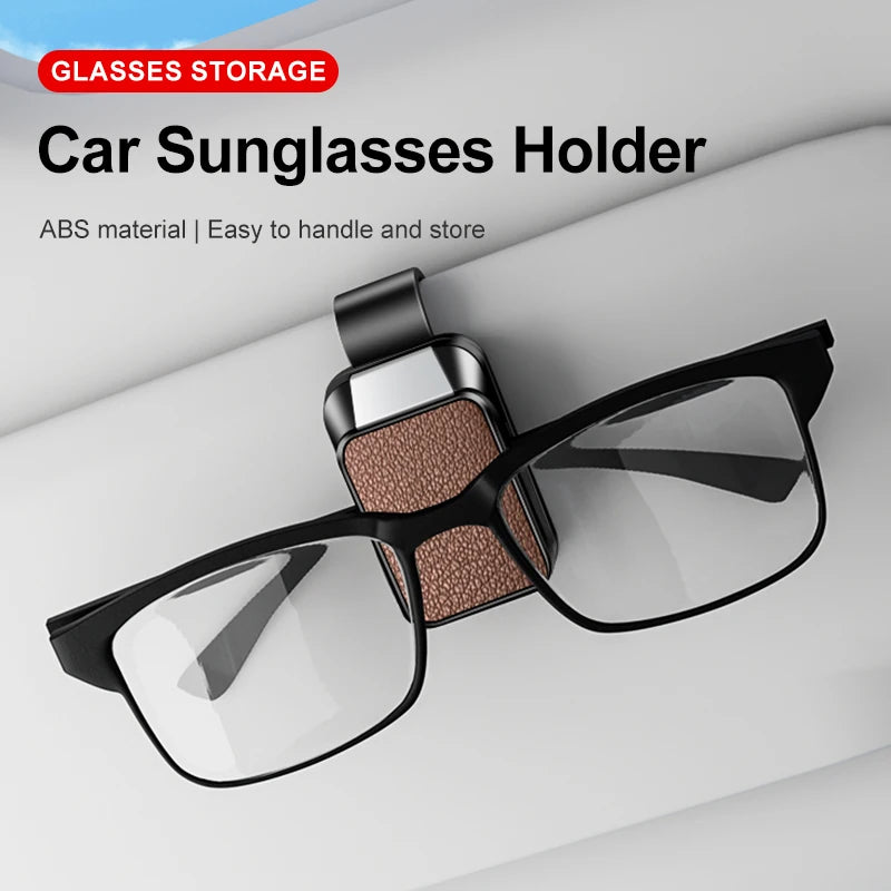 ABS Car Sunglasses Holder Sun Visor Eyeglass Clip with Leather Texture Auto Glasses Ticket Card Clip Interior Accessories