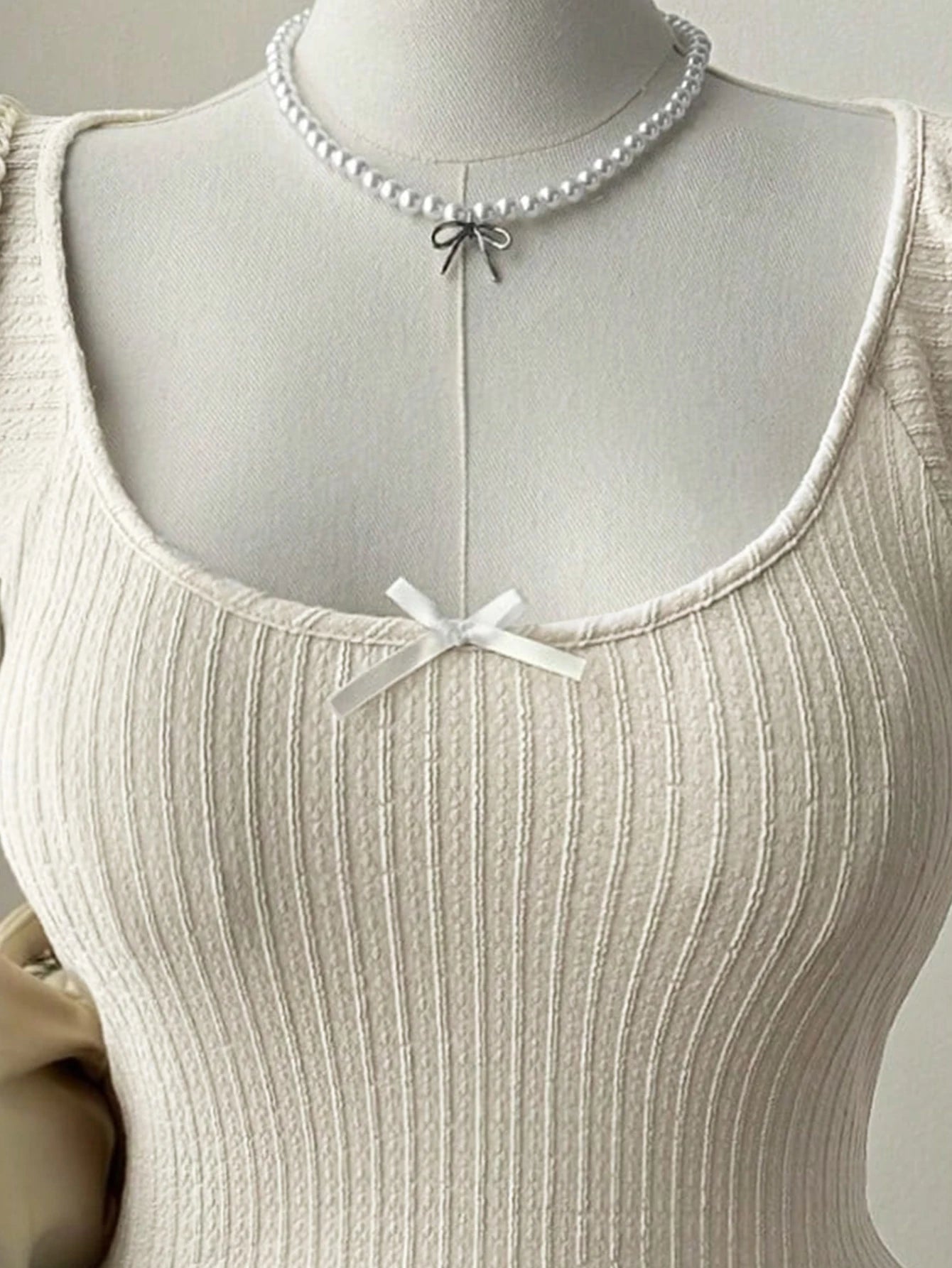 New women's fashion low-neck lace-sleeve bow-tie decoration plus-size women's T-shirt