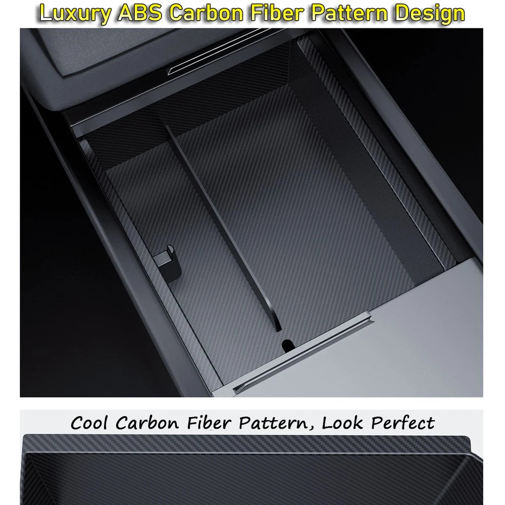 For Tesla New Model Y Juniper Launch 2025 Model 3 Highland Storage Box Organizer Center Console Trays Drawer Armrest Accessories