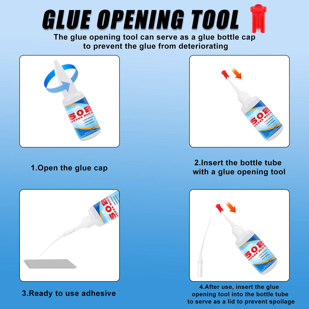 502 Super Glue Strong Adhesive Multi-Purpose Repair Glue for Plastic Metal Rubber Wood Ceramic DIY Craft Household Hand Tools