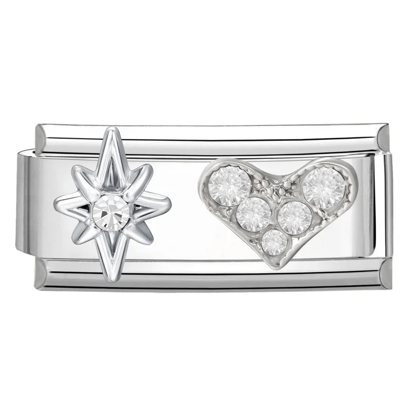 Y2K Zircon Pink Heart Star Butterfly Bow Long Italian Charm Link Fit 9mm Bracelet Stainless Steel Women DIY Making Jewelry Gifts