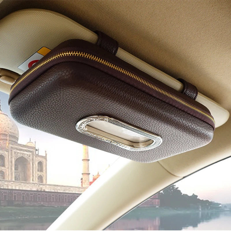 Car Tissue Holder, Sun Visor Napkin Holder, Car Visor Tissue Holder, Luxury PU Leather Backseat Tissue Case Holder
