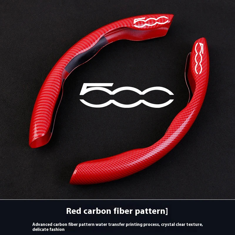 Car Carbon Fiber Texture Steering Wheel Cover For Fiat 500 500c 500l 500e 500x Bravo Punto Panda Ducato Tipo Toro Siena Stilo