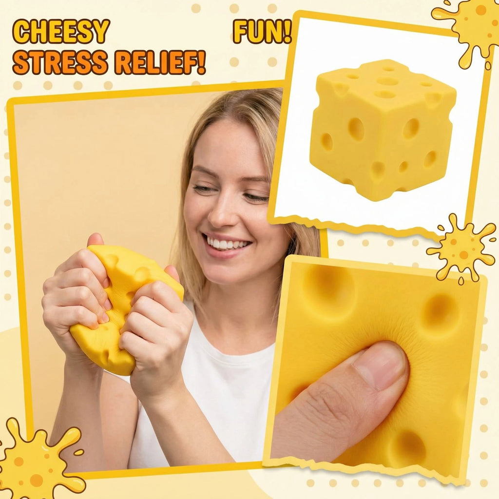 Hot-selling！ Cheese Cube Stress Ball Big Cheese Shapeable Squeeze Ball Non-Bounce Fidget Toy ASMR Sensory Anti-Stress Gift