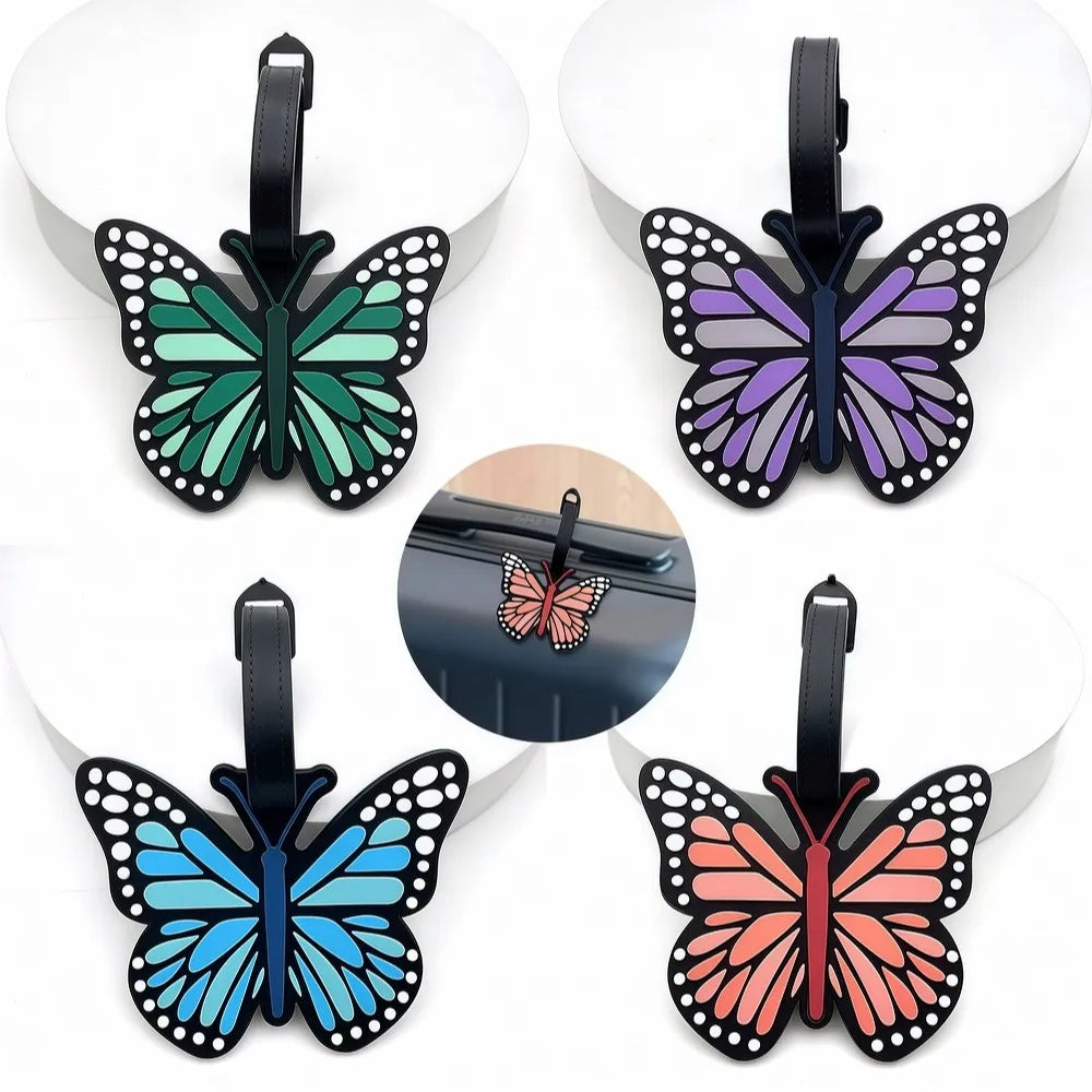 Butterfly-shaped luggage tag with strap, durable luggage, suitable for travel, easy to find your travel luggage.xtz