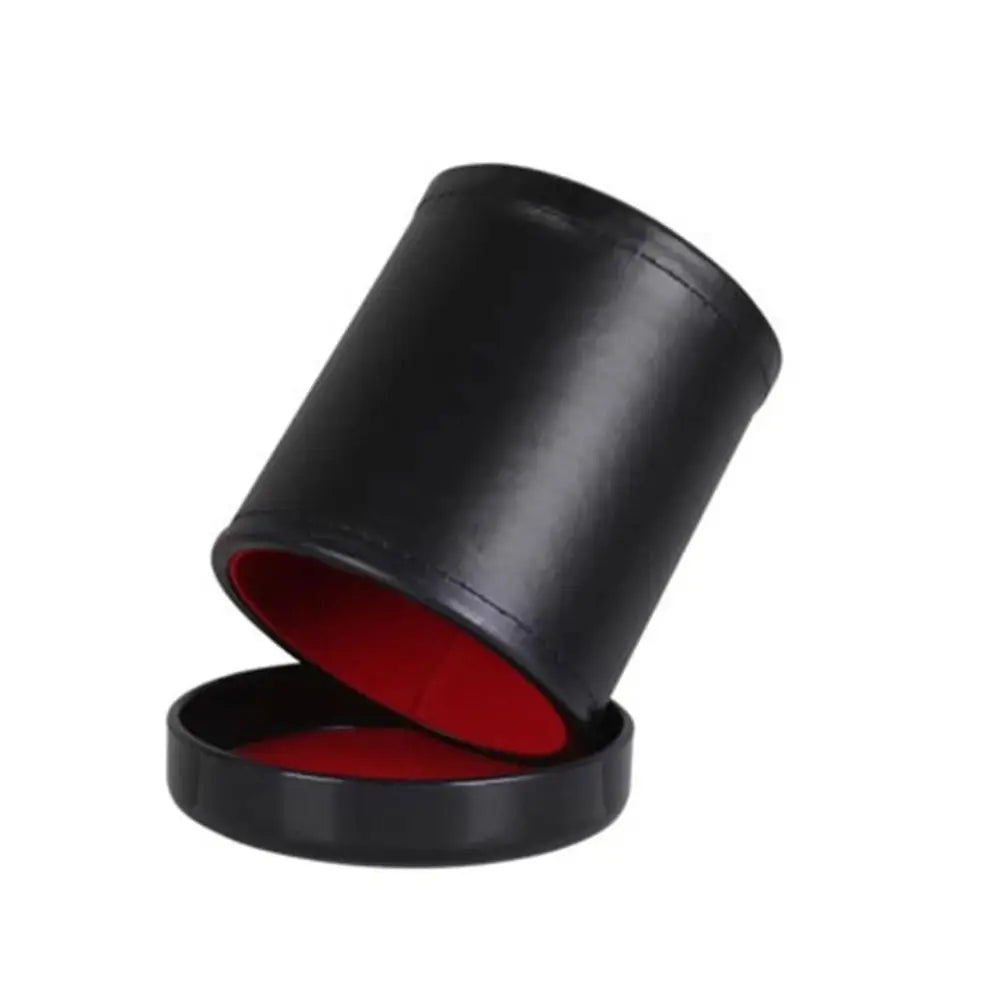 New with Lid Dice Cup Green Red Lining Leather Board Games Black Party Dice Cup
