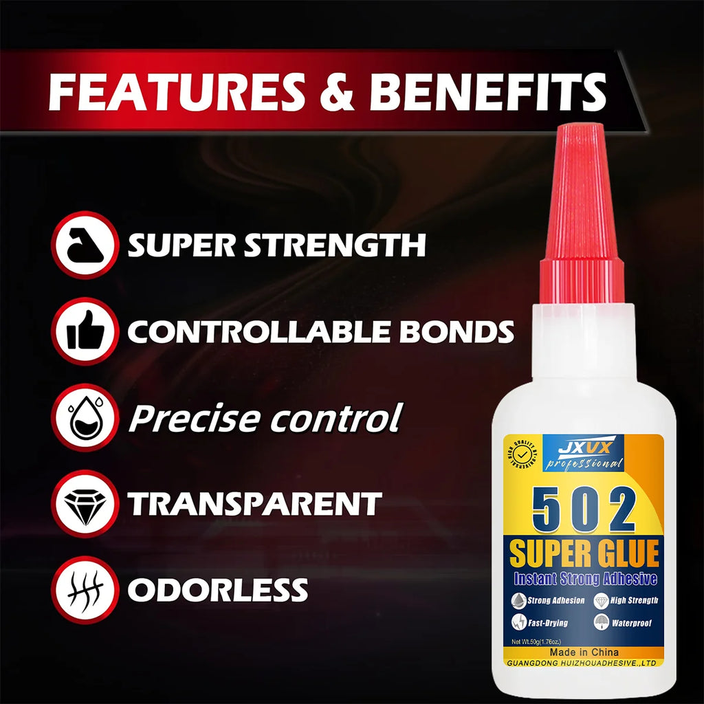 Super-Strength Cyanoacrylate 401/502 for Metal and Plastic, 20 g - 5S Instant-Curing Adhesive for Tool Repair