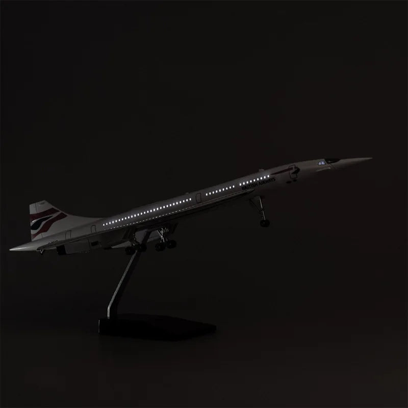 1:125 Scale Diecast British Airways Concorde Resin Airplane Airbus With Light And Wheels Toy Plane Collection Display Gifts