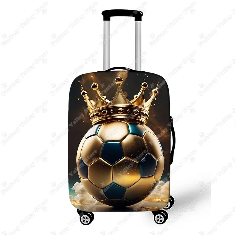 Cool Football Soccer Ball with Crown Luggage Cover for Travel Elastic Trolley Case Covers Anti-dust Suitcase Protective Cover