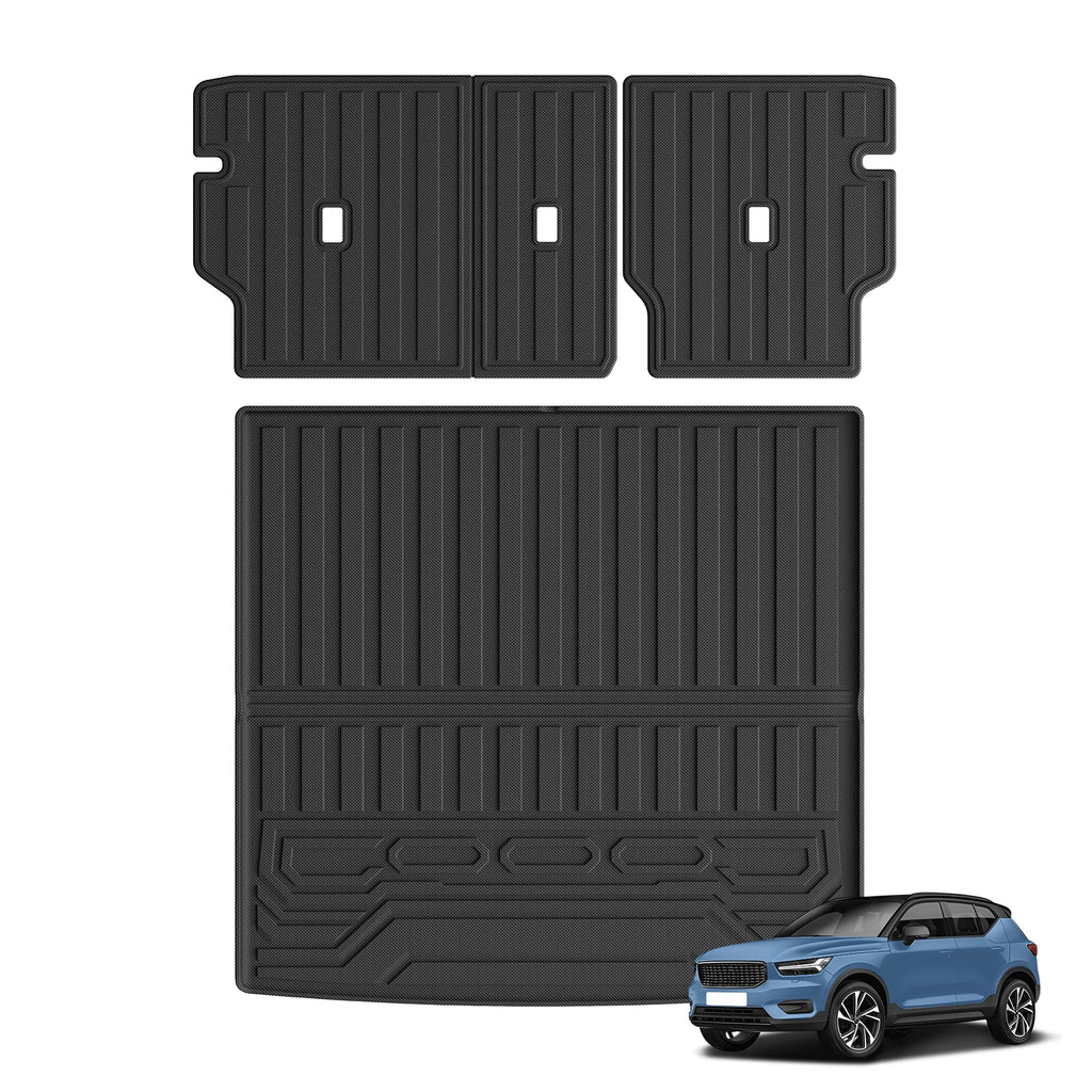 LUCKEASY for Volvo EX30 2024 2025 Car Floor Mats Cargo Liner Trunk Pad TPE 3D Foot Mat Backrest Liner Waterproof Accessories