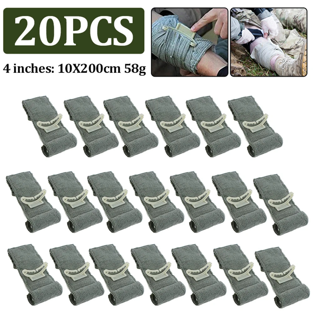 1-20Pcs 4/6inch Israel Bandage Outdoor First Aid Traumatic Hemostatic Bandage Emergency Training Swathe Camping Hiking