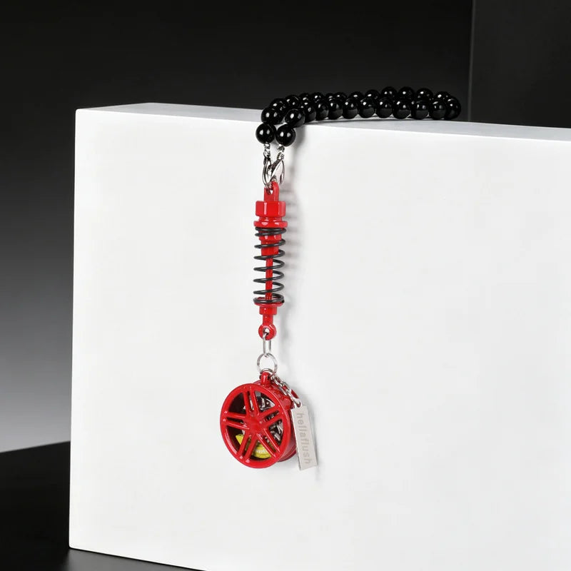 metal Car Mirror Rearview Pendant Auto Interior Decor Pendants Aluminum Wheel With Shock Absorber Ornament Hanging Accessories