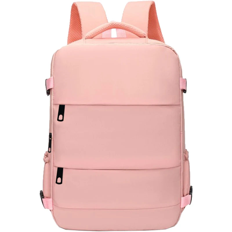 Versatile Women's Travel Backpack with Shoe Compartment, Multi-pocket Laptop Bag with Luggage Strap for Work & Trips