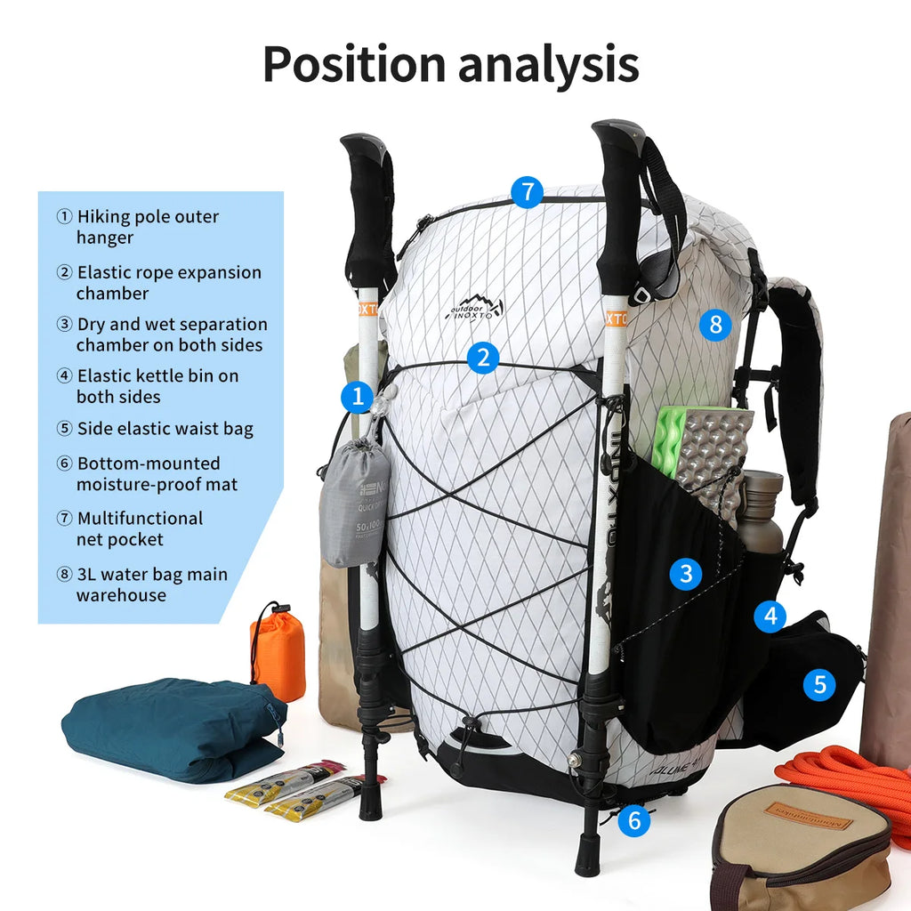 45L Hiking Internal Frame Backpacks with Rain Cover for Camping,Backpacking,Travelling