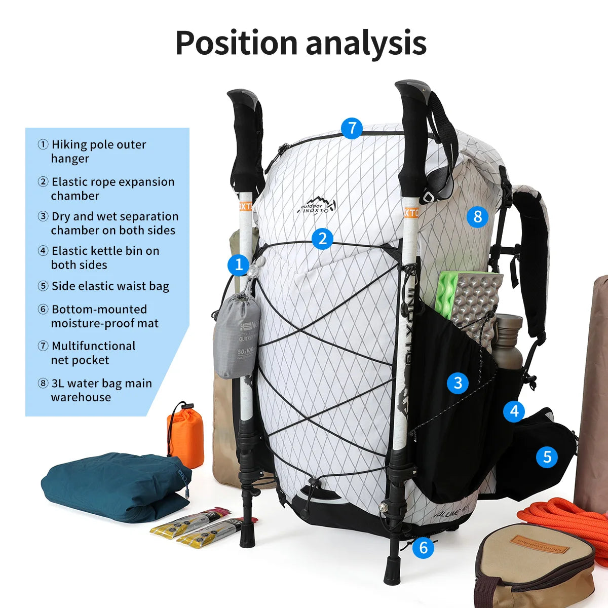 45L Hiking Internal Frame Backpacks with Rain Cover for Camping,Backpacking,Travelling