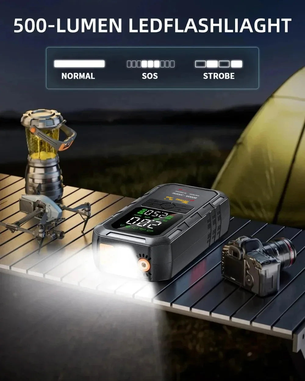 2026 Upgrade 4 In1  with Air Pump 8000 Starter Box 200PSI Digital Inflator Car Fast Connect Universal