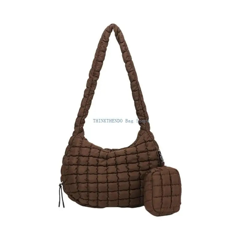 340D Quilted Puffer Bag Set for Women Lightweight Spacious Crossbody Satchel Purse