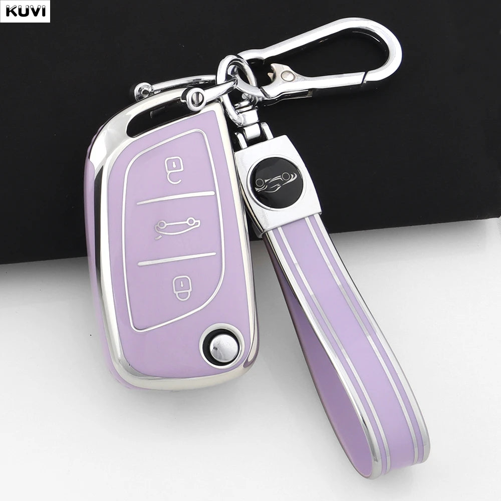 Fashion TPU Car Flip Key Case Cover Shell For Citroen C1 C2 C3 C4 C5 XSARA PICA For Peugeot 306 407 807 For DS DS3 DS4 DS5 DS6