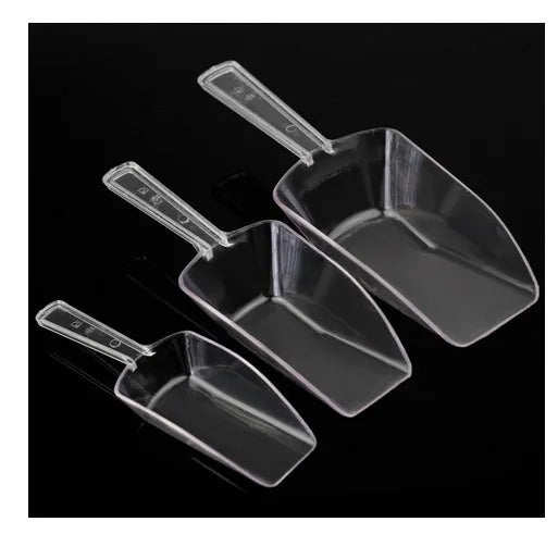3pcs Bar Buffet Wedding Favor Party Ice Sugar Sweets Candy Clear Plastic Scoops Kitchen Gadget Dessert Grain Dry Goods Shovel