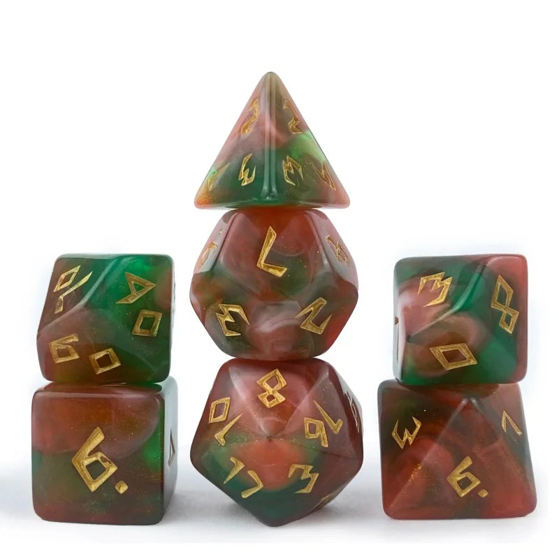 Dazzling Colors 7 Pcs /Set Acrylic Dice TRPG Games D4 D6 D8 D10 D12 D20 Dice Polyhedral Dice Set For DND Or COC Game