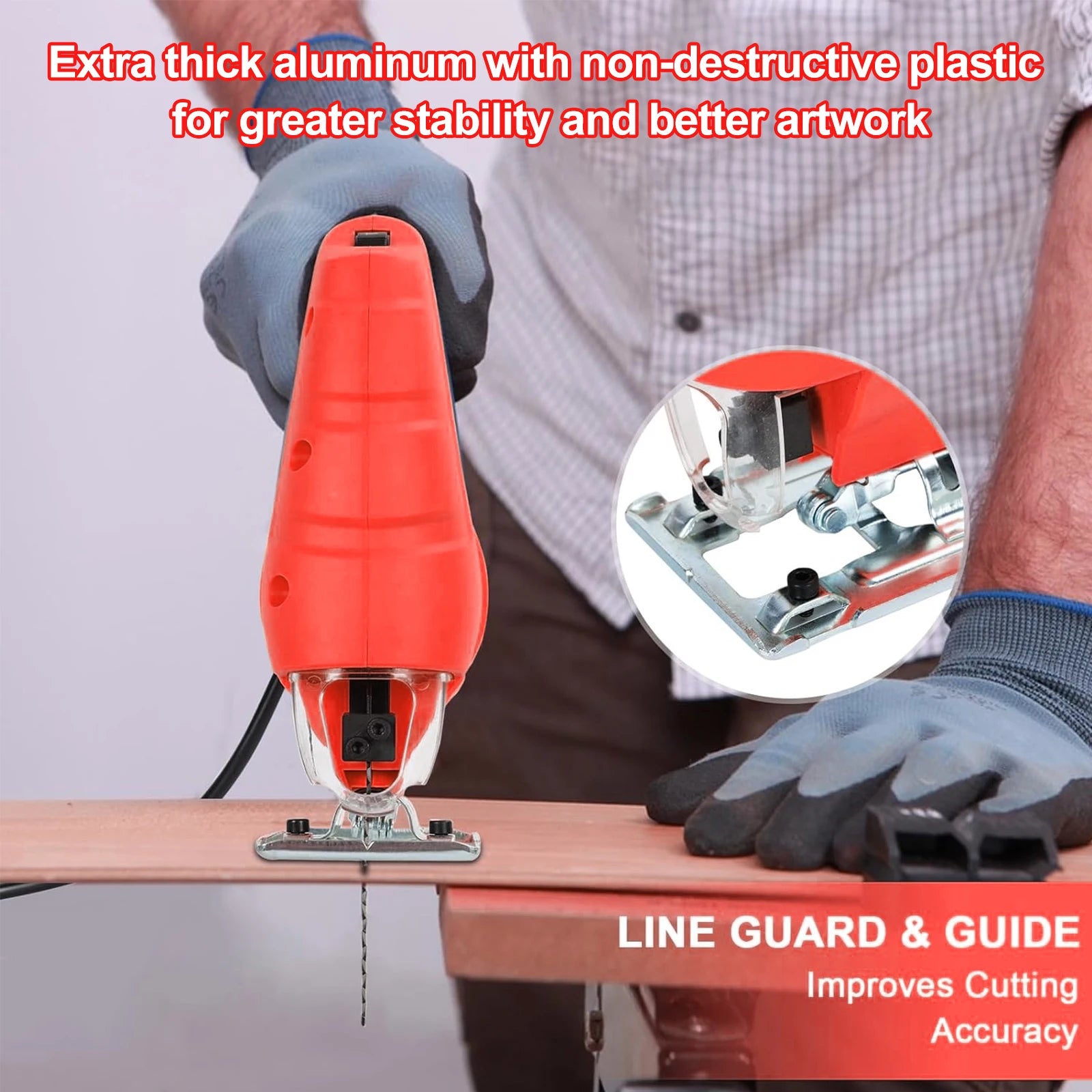 800W Jig Saw 6 Speed Adjustable Multifunctional Electric Jigsaw Woodworking Power Tool Enlarge the bottom plate US 110V