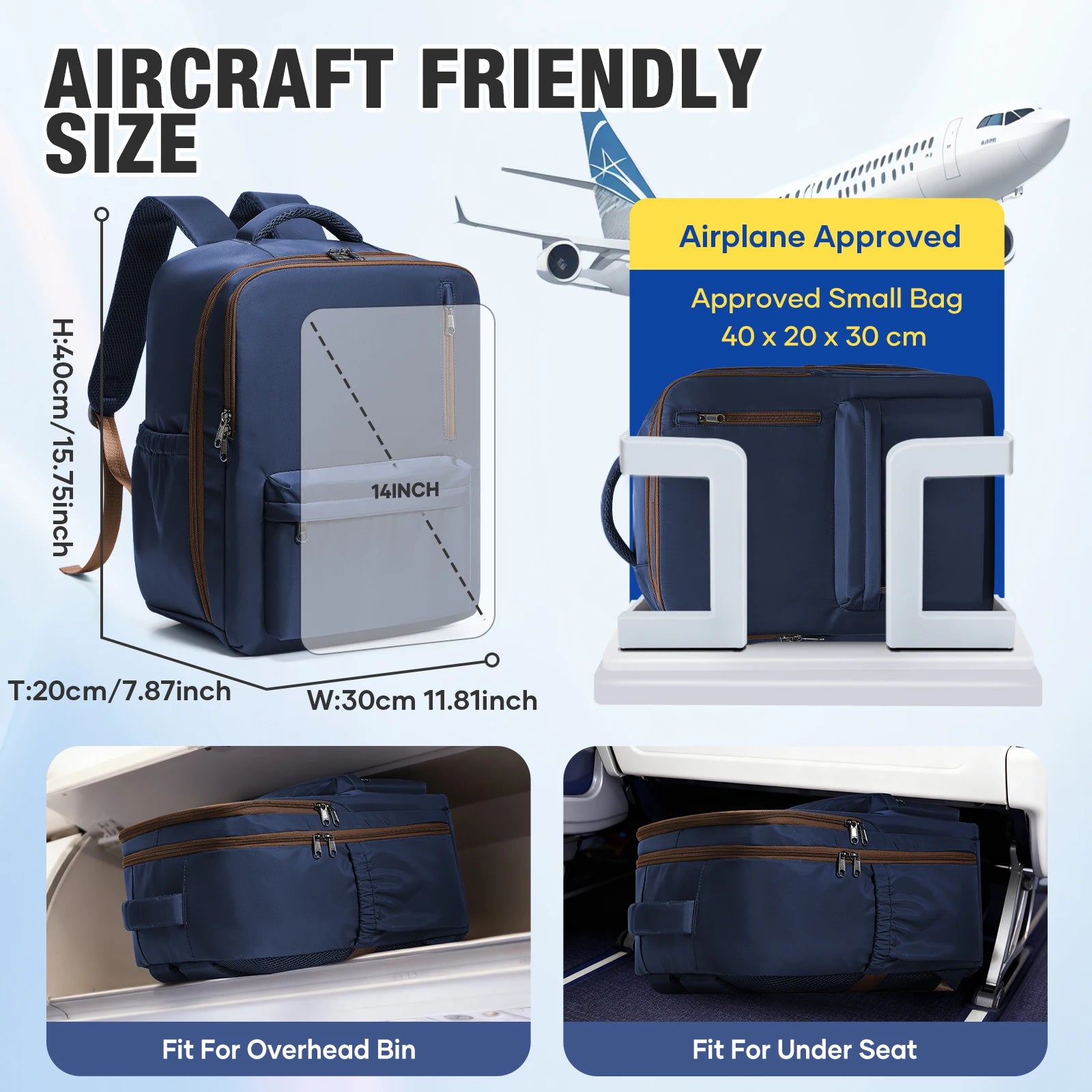 Travel Backpack Cabin Bag, Ryanair Backpack 40x30x20 Carry-Ons, Men Women 15.6 inch Laptop Backpack, Casual Trekking Backpack