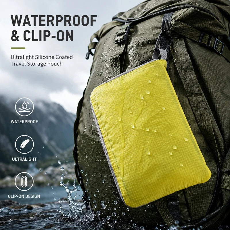 Ultralight Waterproof Travel Storage Bag Silicone Coated Nylon Organizer Pouch Clip On Camping Hiking Backpack Gear Packing Bag