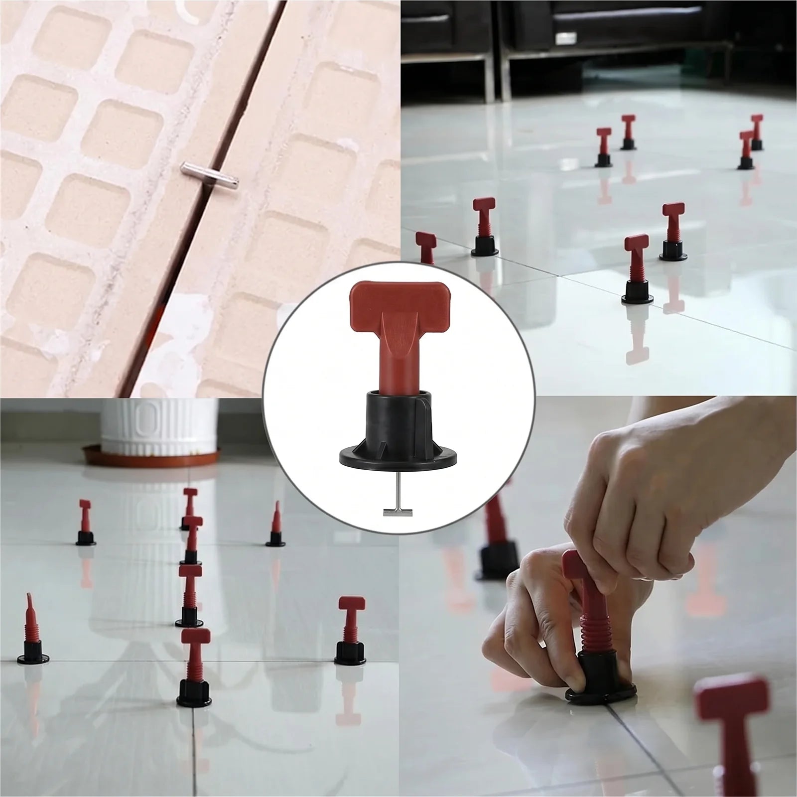 Tile Leveling System Kit Reusable Stainless Steel T-Pin Leveler Spacers with Wrench for Wall Floor Alignment Lippage Free