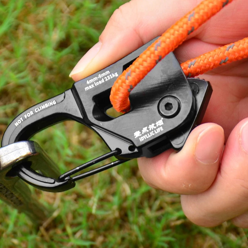 1/6PCS Aluminum Alloy Adjuster Tent Rope Tensioner Auto-locking Strong Load-Bearing Tent Rope Tarp Tensioner Camping Gadgets