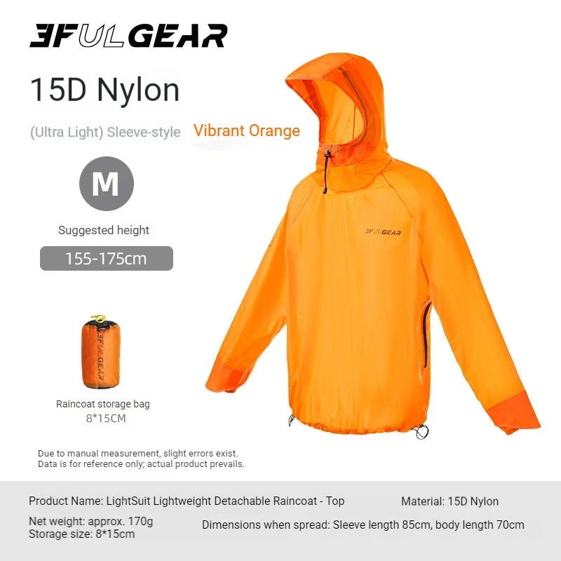 3F UL GEAR M/L Outdoor Rain Gear Split-type Raincoat And Rain Pants Nylon For Hiking Cycling Off-road Mountaineering Rainproof