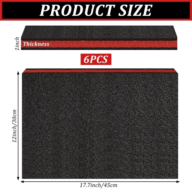 A88E-6Pcs Tool Box Foam,Foam Inserts For Cases,Tool Box Liner Polyethylene Tool Foam Sheets,Organizer And Storage Tool Shadow