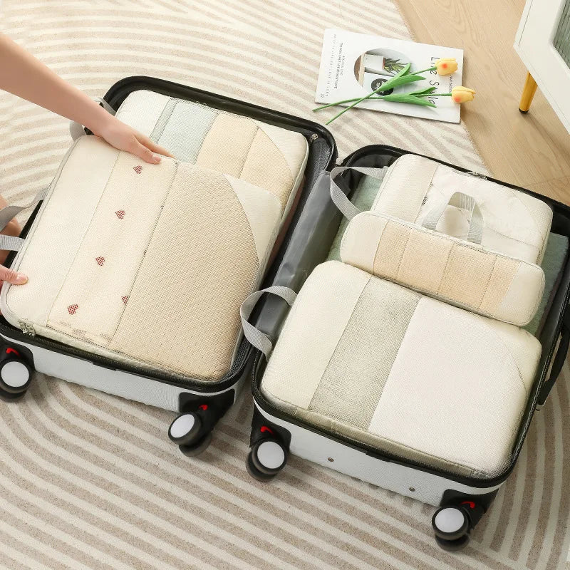 5pcs/set Lightweight Portable Travel Compression Storage Bag Multifunctional Luggage Organizer for Clothes Shoes Storage Bag