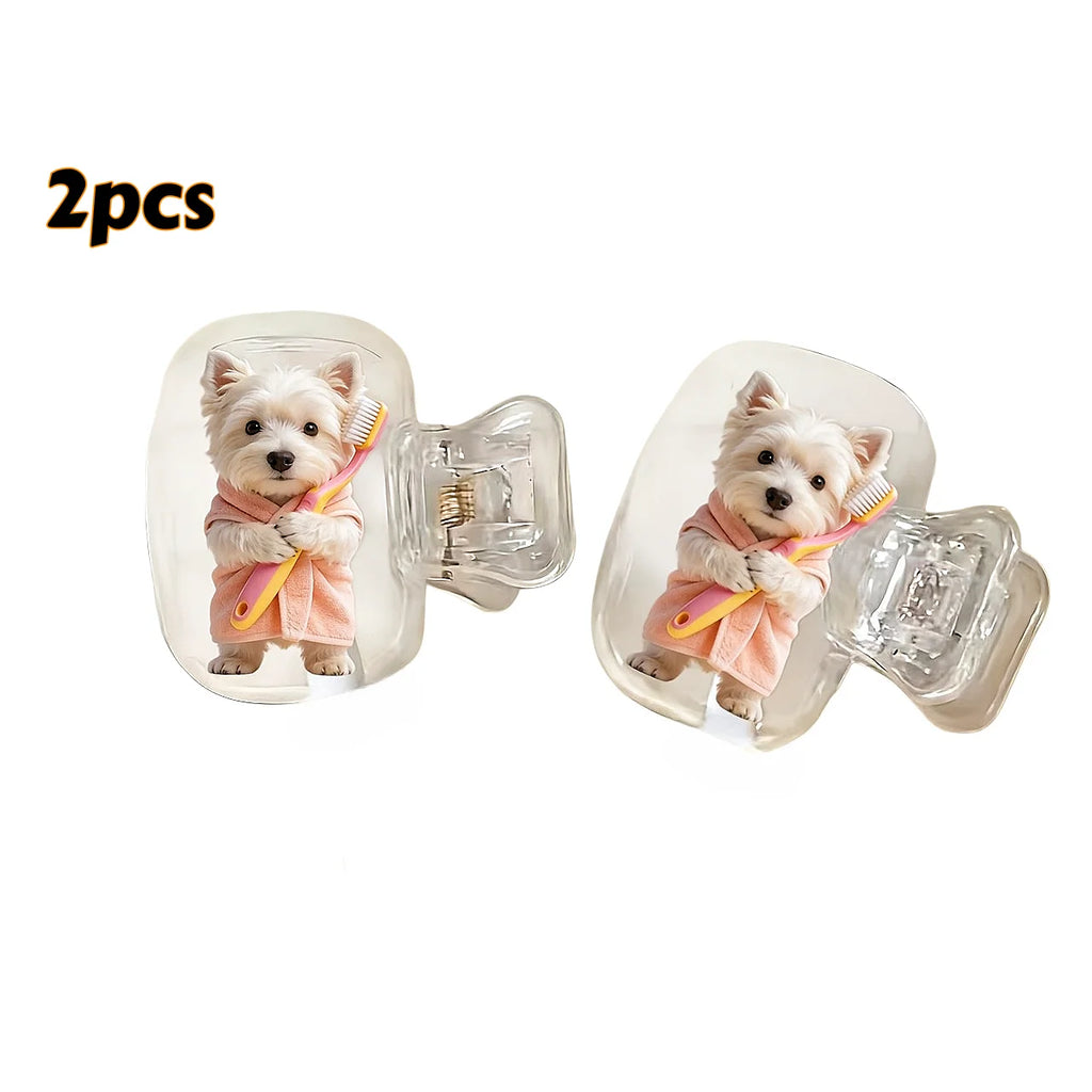 2pcs Cute West Highland Terrier Portable Dustproof Odorless Pattern Print Toothbrush Case for Travel with Ventilation Holes Gift