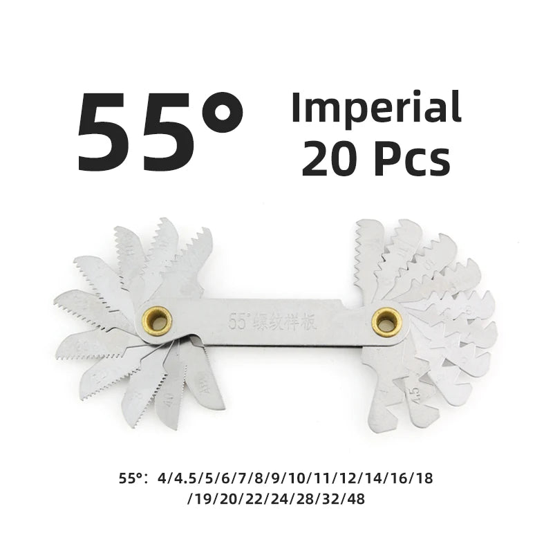 Thread Plug Gauge 55/60 Degree Metric Inch Center Measurement Gear Tooth Screw Pitch Gauges Carbon Steel Measuring Lathe Tools