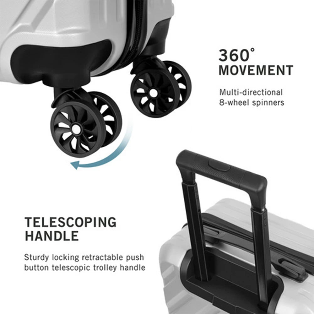 Silver 20' ABS Rolling Luggage with Standard Lock - Lightweight Suitcase for Travel