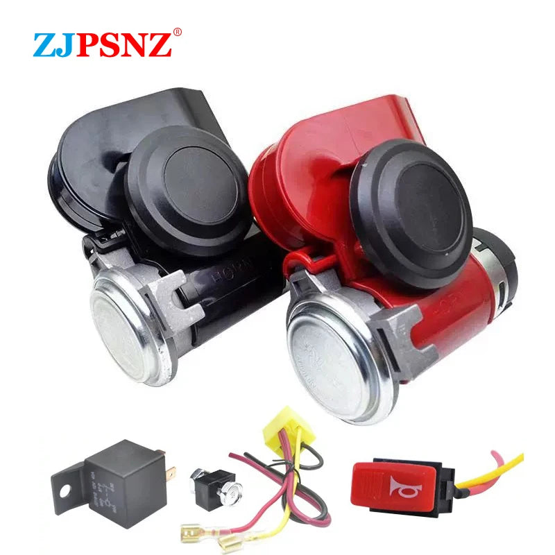 12V Compact Dual-tone Horn Electric Air Horn Super Loud Honking Horn Waterproof For Motorcycle Car Boat Modification