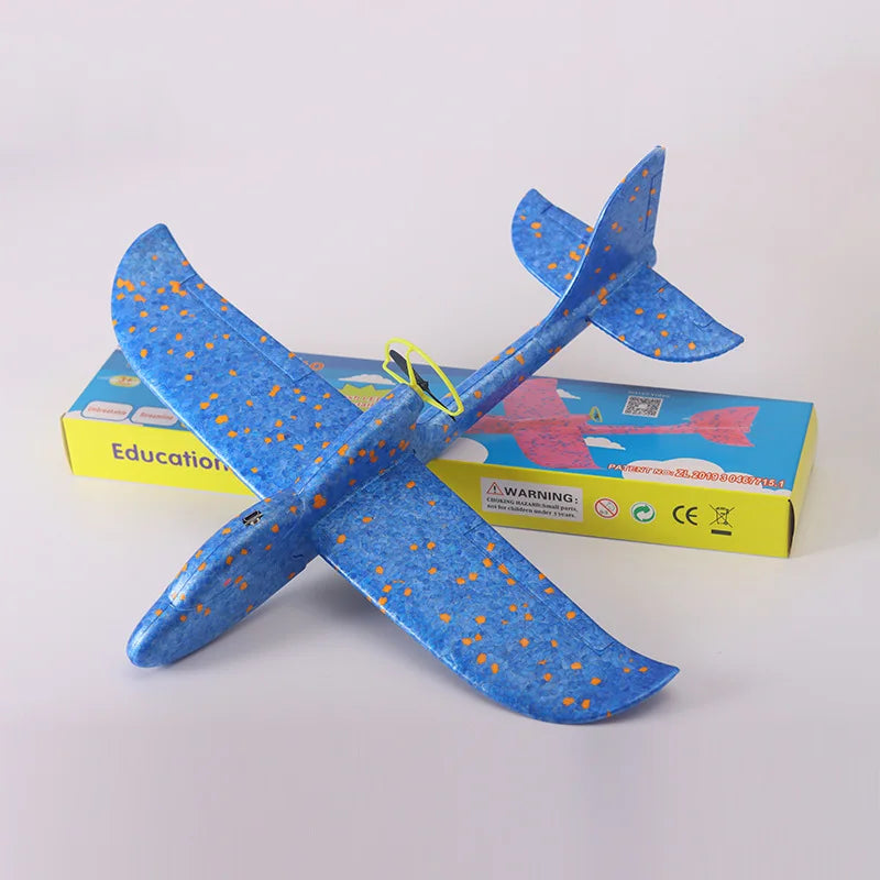 Electric Foam Plane Glider Hand Throw Airplane with LED Light Automatic Flight Planes Outdoor Kids Toys for Children Boys Gifts