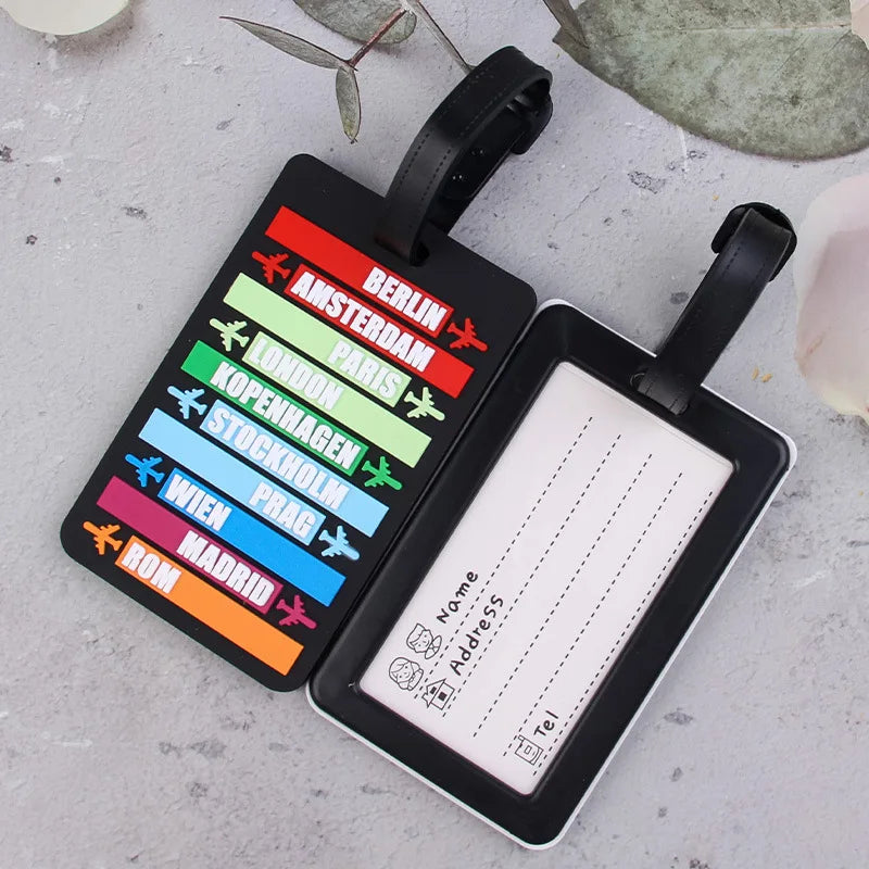 New Letter Print PVC Travel Luggage Tag Women Men  Boarding Pass Luggage Tags Suitcase Tags Name ID Address Lable Luggage Label
