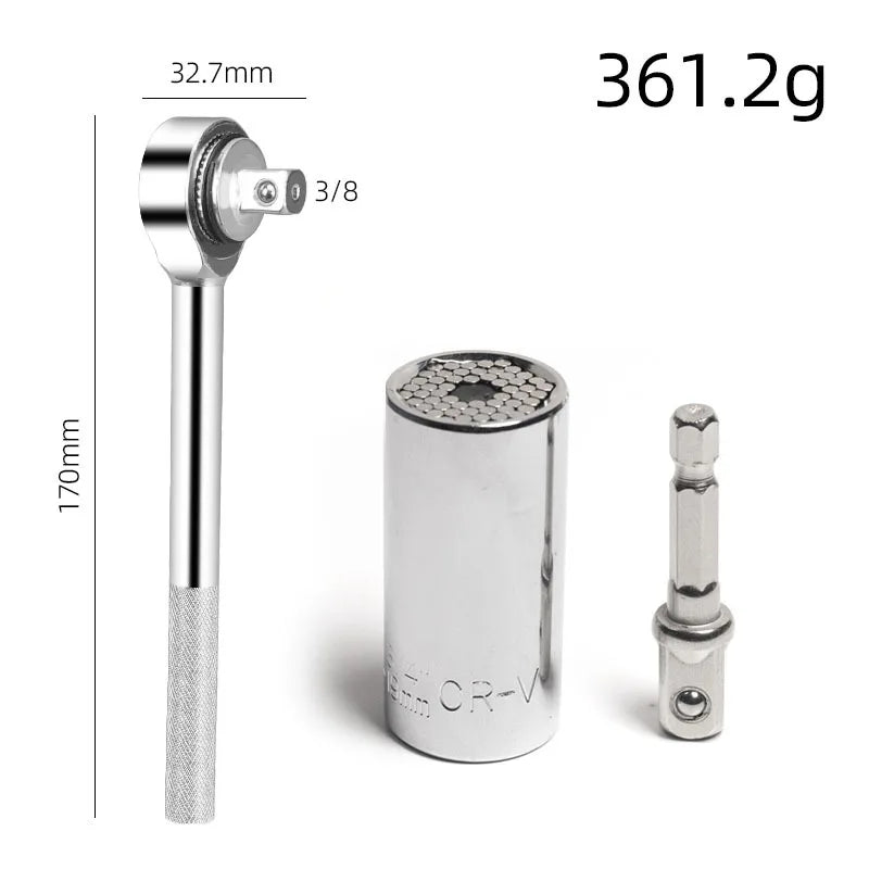 Multifunctional 7 to 19mm Magic Socket Multi Purpose Wrench Extension Rod Electric Hand Drill Screw Tool Set
