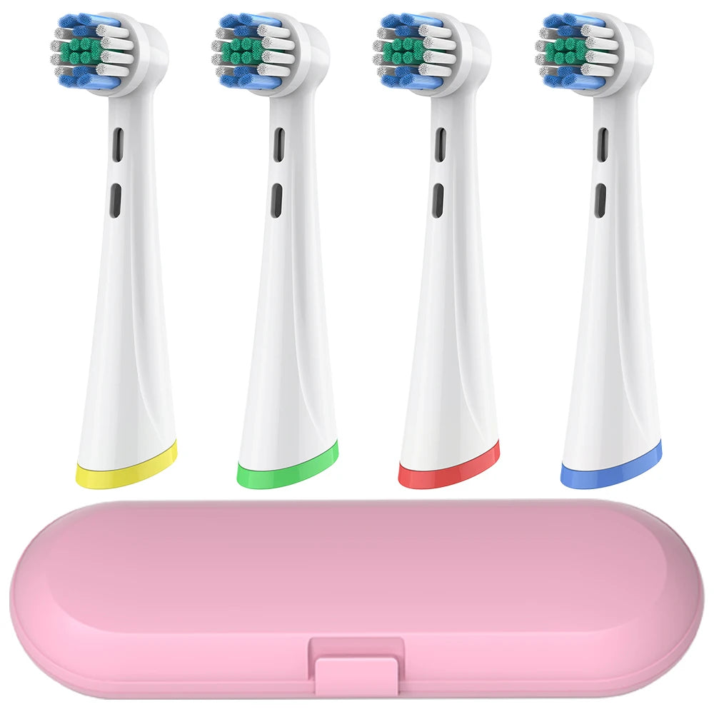 Toothbrush Travel Container & Rotating Replacement Brush Heads Compatible with Oral B iO 2/3/4/5/6/7/8/9/10 Electric Toothbrush