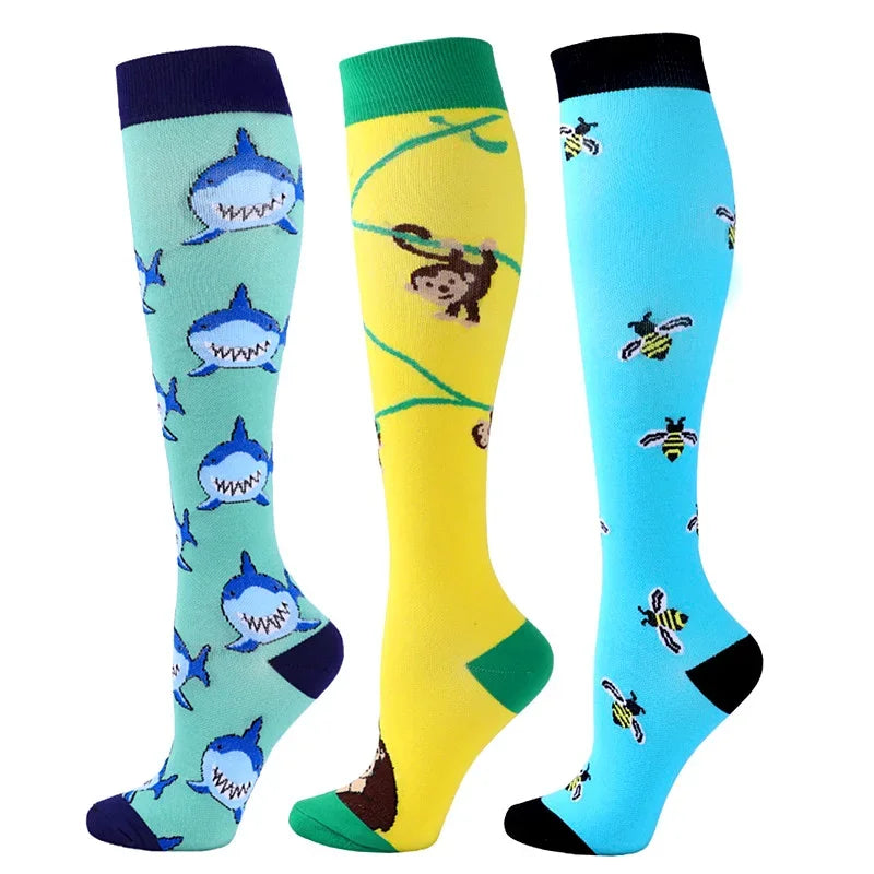 Unisex Compression Socks for Men and Women Medical Diabetes Varicose Veins Sports Socks for Running Cycling Travel Flight Yoga