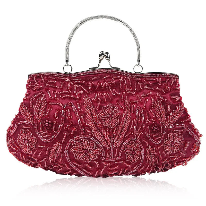 Women Clutch Bags Ladies Beads Evening Bags Wedding Party Bridal Embroidered Handbag Women Solid Retro Small Totes Mini Wallets