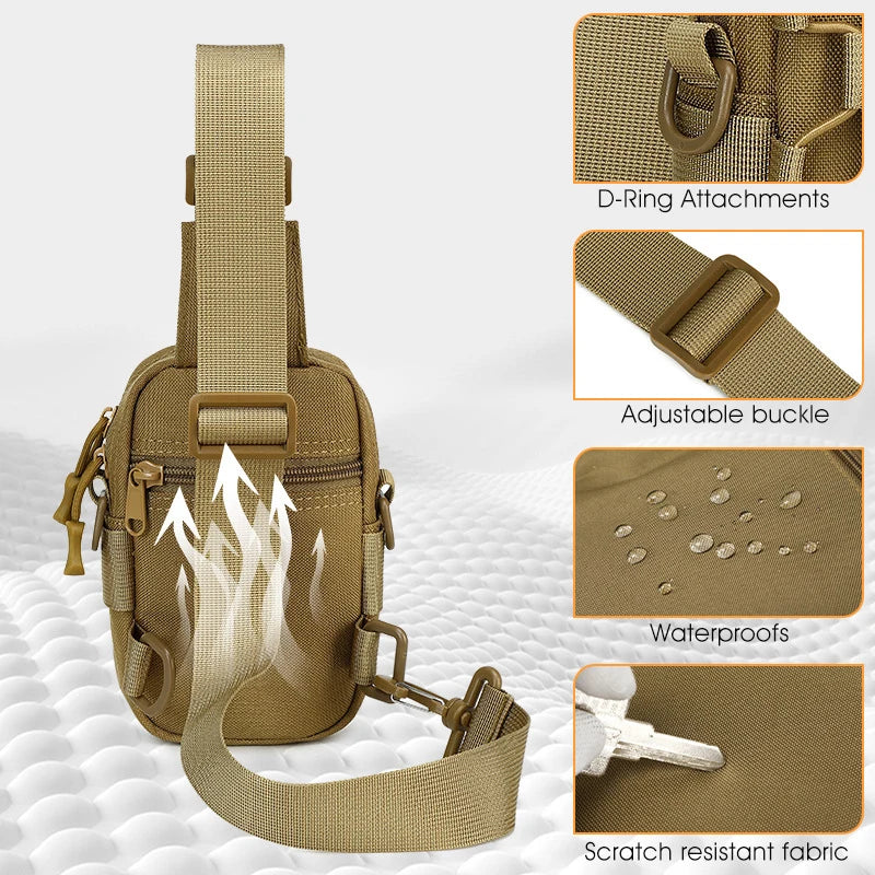 Tactical Sling Front Chest Bag Outdoor Water Bottle Pouch Hiking Trekking Phone Crossbody Climbing Shoulder Backpack Fanny Pack