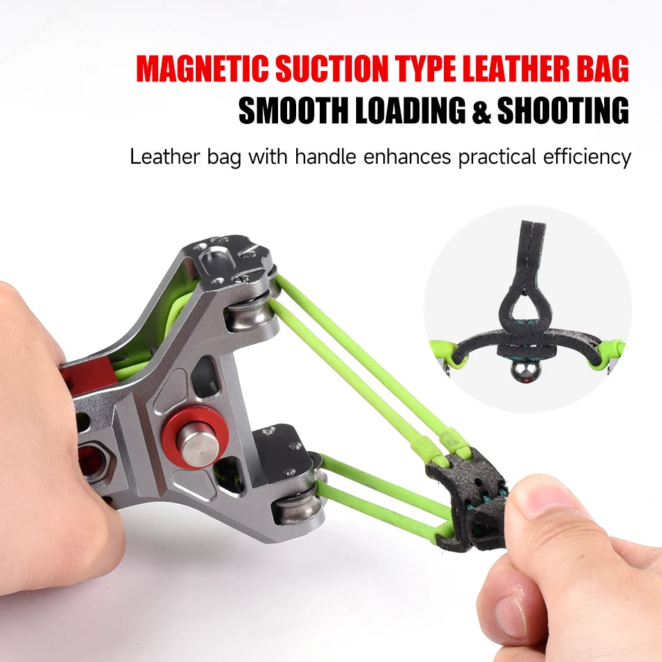 8-round Rapid Fire CNC Aluminum Slingshot with Automatic Magnetic Suction for Outdoor Hunting and Shooting Competition