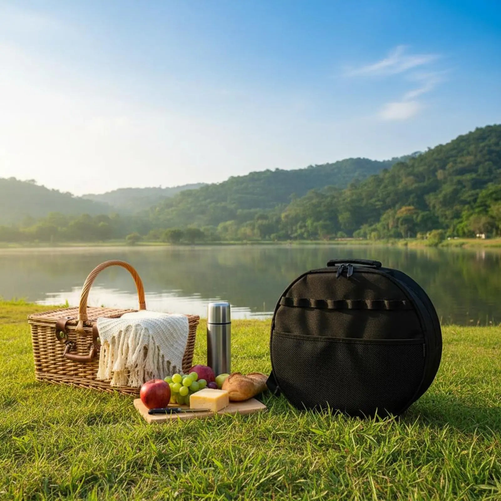 Bbq Pan Organizer Bag Thickened Round Pan Bag Grill Plate Carry Case Portable Baking Tray Carry Case Scratch-Resistant