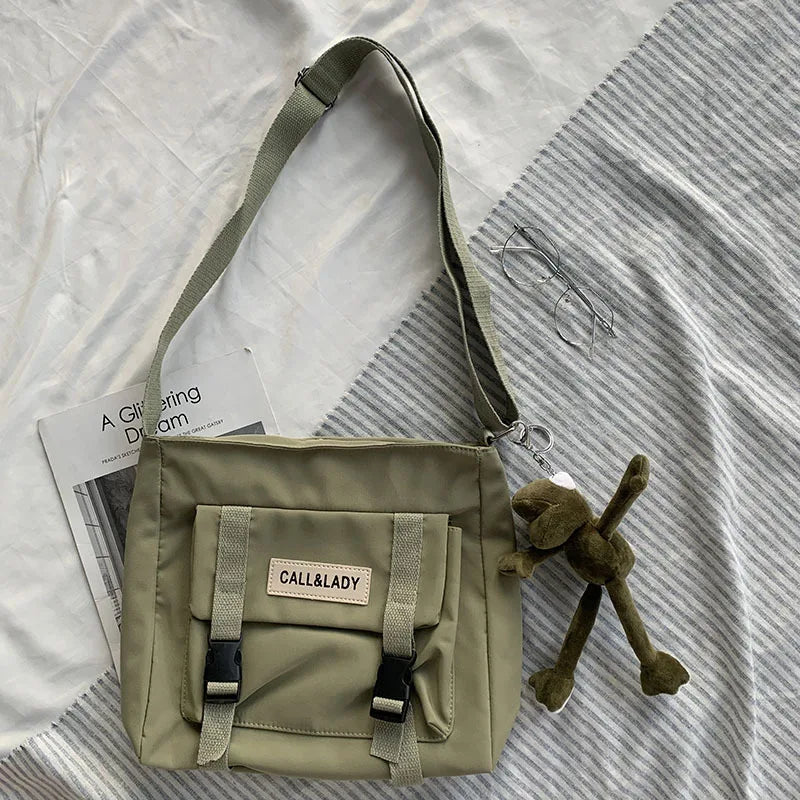 Waterproof Canvas Diagonal Cross Bag Youth Fashion Version Ladies Large Capacity Shoulder Bag Solid Color Women Messenger Bags