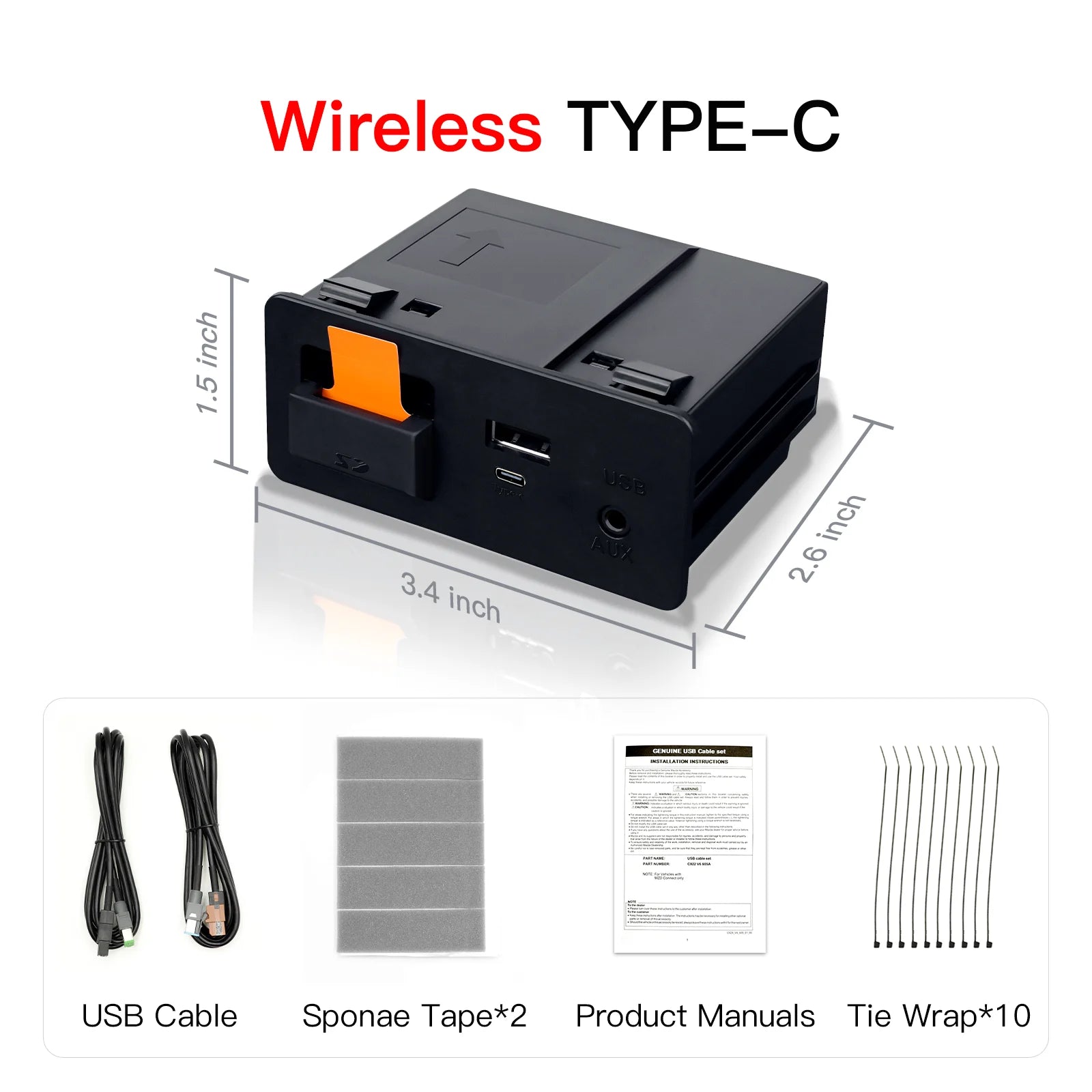 Wireless type-c CarPlay Android Auto Adapter UBS Hub OEM for Retrofit Mazda 2 3 6 CX3 CX5 CX8 CX9 MX5 Demio Miata TK78669U0C Kit