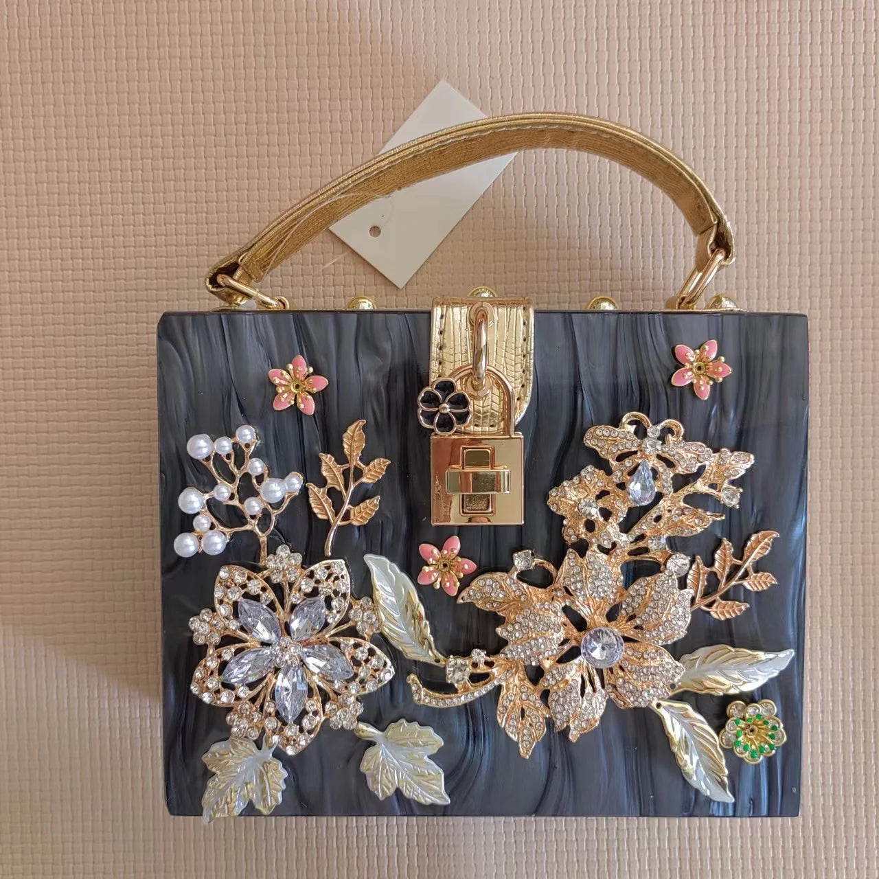 Luxury Designer Shimmer Acrylic Box Glitter Rhinestones Diamond Evening Bag Wedding Party Clutch Purse Shoulder Messenger Bag