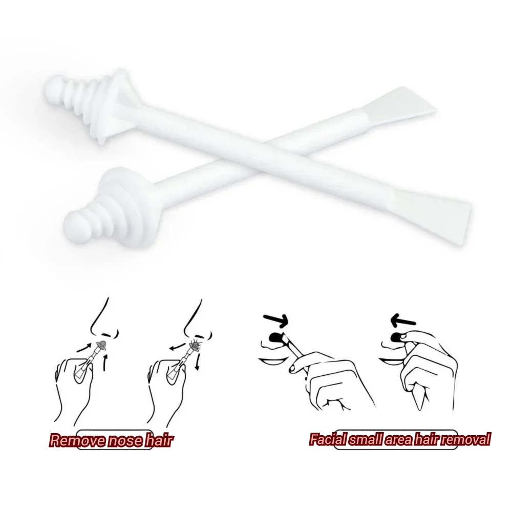 Painless Nose Wax Applicator Stick 2-in-1 Dual Head Disposable PP Plastic Nostril Cleaning & Facial Small Area Hair Removal Tool